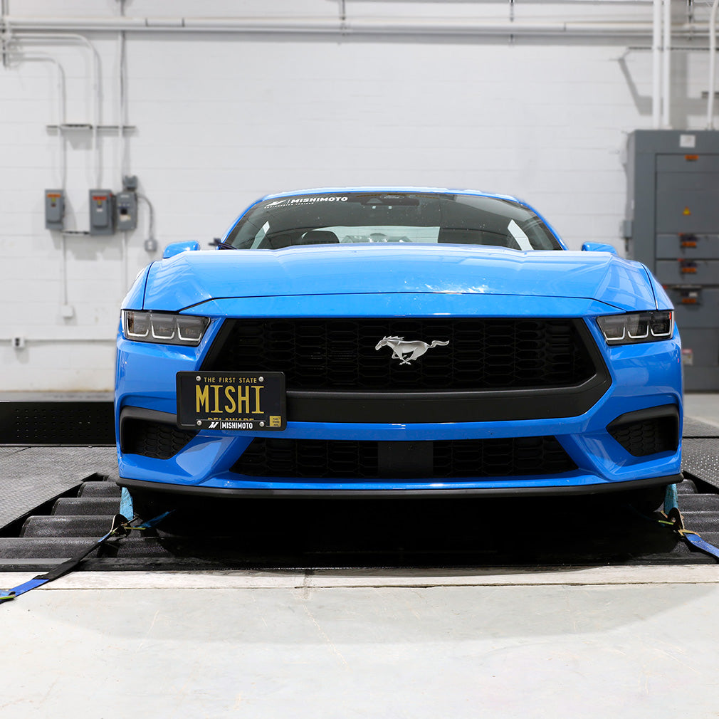 Mishimoto 24+ Ford Mustang 2.3L EcoBoost License Plate Relocation Kit - MMLP-MUS4-24 for 2024-2026 Ford Mustang - package con