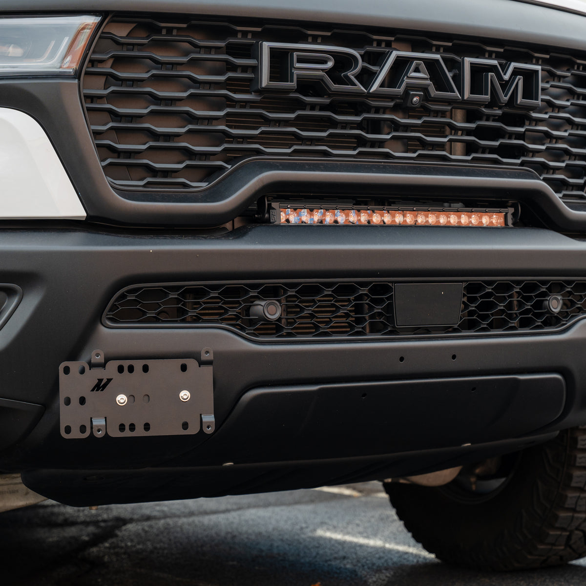 Mishimoto 2025+ Dodge RAM 1500 License Plate Relocation Kit - MMLP-RAM-25 for 2025-2026 Ram 1500 - rear view