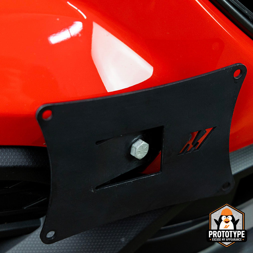 Mishimoto 2022+ Subaru WRX License Plate Relocation Kit - MMLP-WRX-22 for 2018-2026 Subaru Crosstrek - installed view