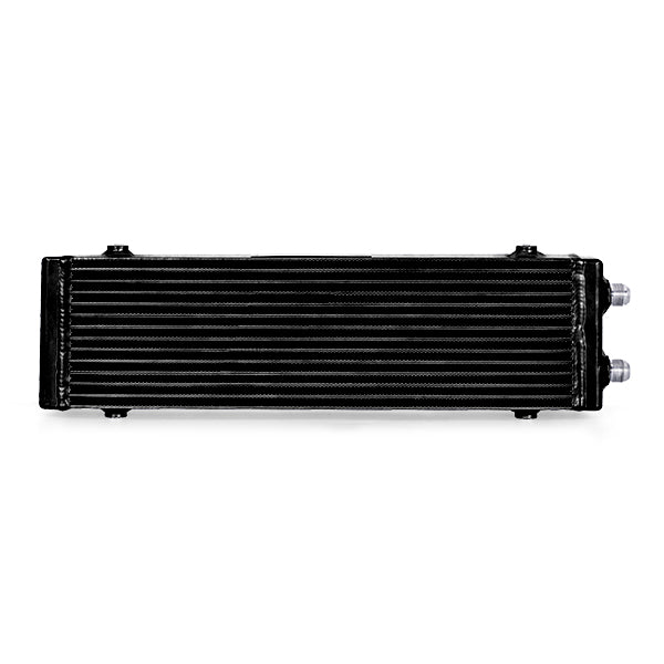 Mishimoto Universal Large Bar and Plate Dual Pass Black Oil Cooler - MMOC-DP-LBK for 2018-2021 Ford Mustang - angle view