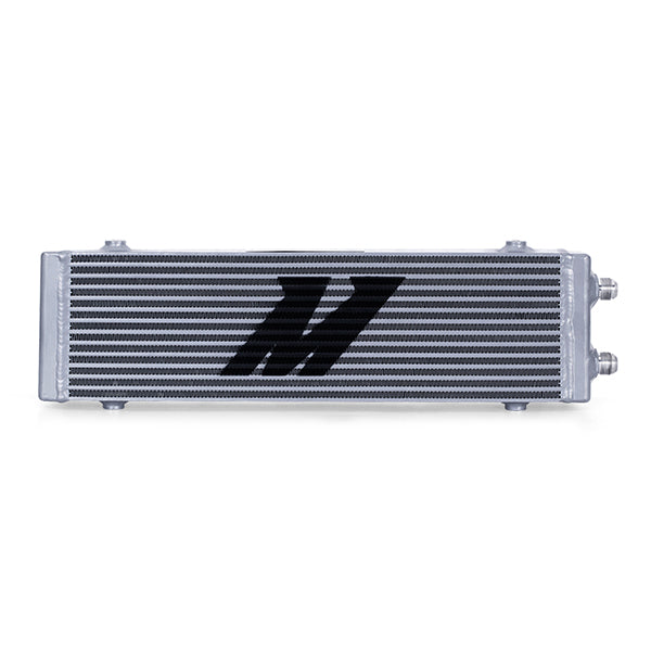 Mishimoto Universal Large Bar and Plate Dual Pass Silver Oil Cooler - MMOC-DP-LSL for 2018-2021 Ford Mustang - detail view