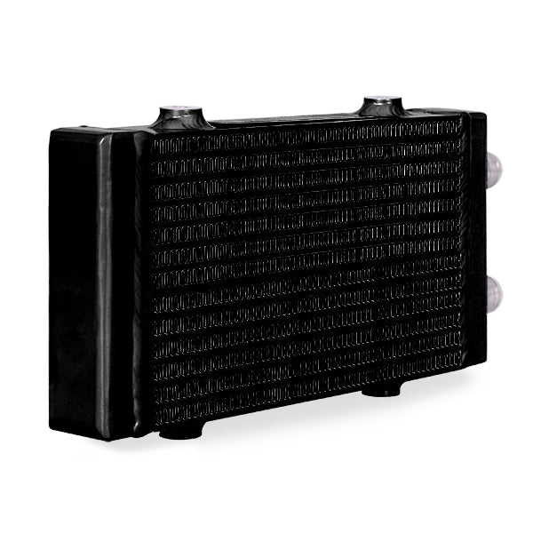 Mishimoto Universal Small Bar and Plate Dual Pass Black Oil Cooler - MMOC-DP-SBK for 2018-2021 Ford Mustang - angle view