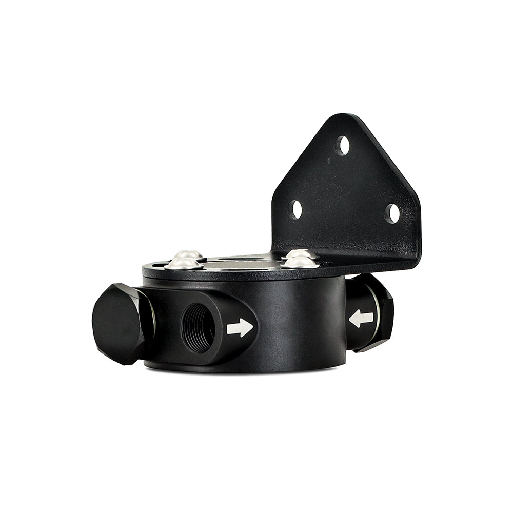 Mishimoto 3/4 - 16 Thread Remote Oil Filter Mount - Black - MMOC-RFH-34BK by Mishimoto - angle view