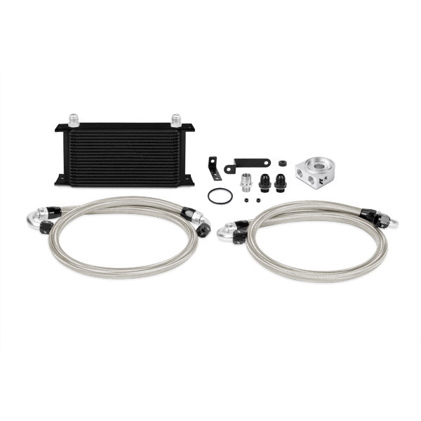 Mishimoto 08-14 WRX/STi Oil Cooler Kit - Silver - MMOC-STI-08 for 2008-2014 Subaru Impreza - angle view
