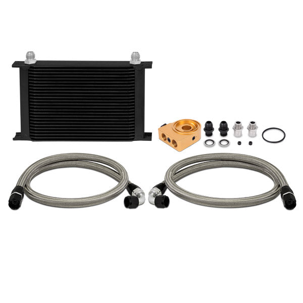 Mishimoto Universal Thermostatic 25 Row Oil Cooler Kit (Black Cooler) - MMOC-UHTBK