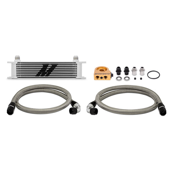 Mishimoto Universal Thermostatic 10 Row Oil Cooler Kit - Silver - MMOC-UT