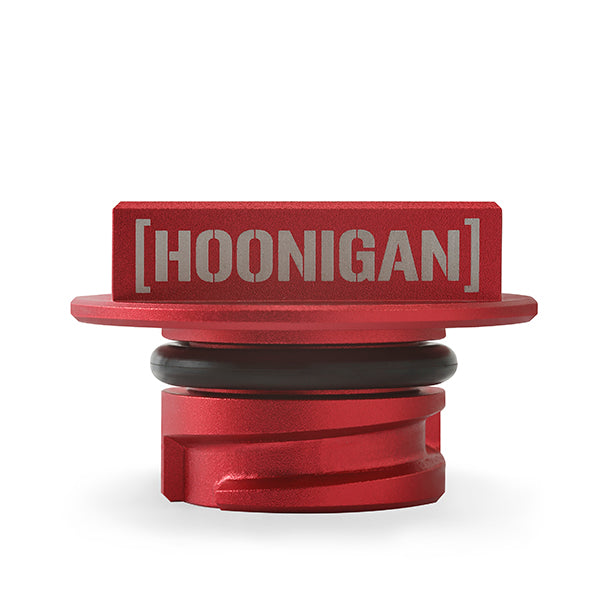 Mishimoto LS Engine Hoonigan Oil Filler Cap - Red - MMOFC-LSX-HOONRD for 2005-2013 Chevrolet Corvette - detail view