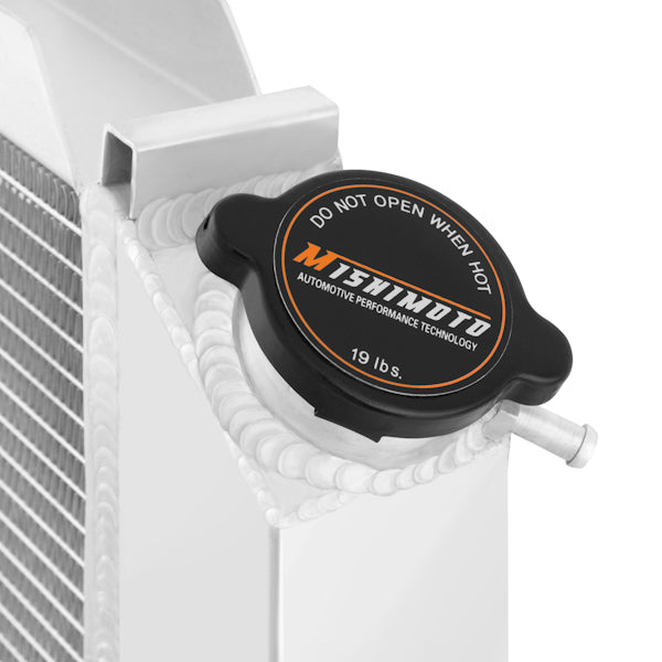Mishimoto 79-93 Ford Mustang Manual Aluminum Radiator - MMRAD-MUS-79 for 1980-1993 Ford Mustang - installed view