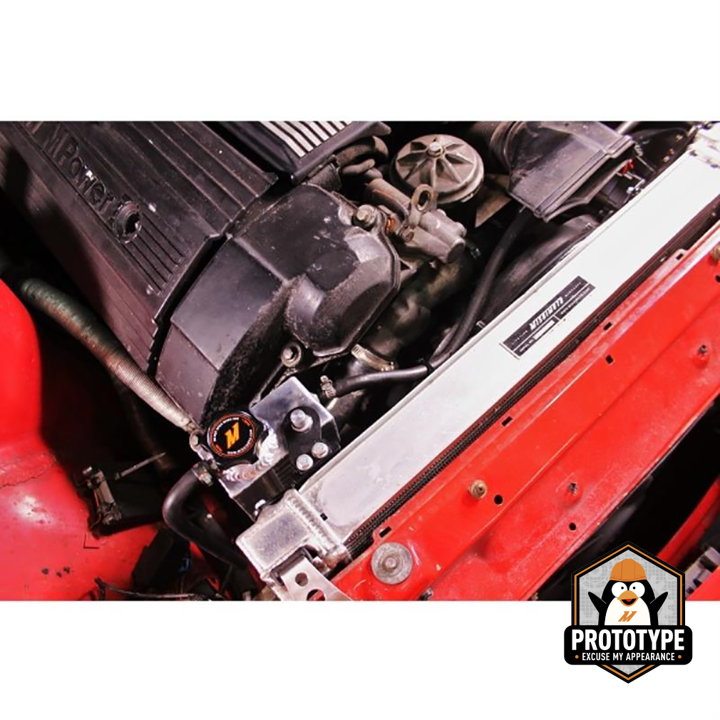 Mishimoto 92-99 BMW 3 Series Aluminum Coolant Expansion Tank - Black - MMRT-E36-92EBK for 1992-1999 BMW 3 Series - close-up