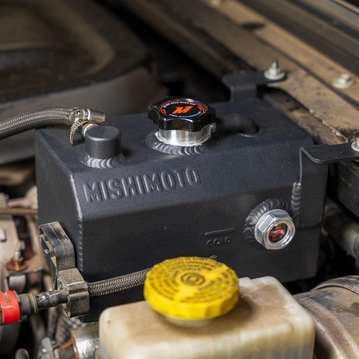 Mishimoto 18+ Jeep JL / 20+ JT (2.0L/3.6L/3.0L) Coolant Expansion Tank - MMRT-JL-18 for 2018-2025 Jeep Wrangler - close-up