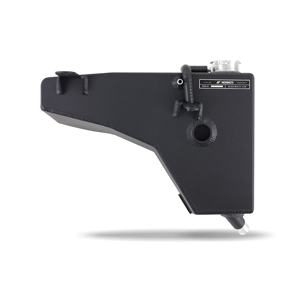 Mishimoto 2015+ Hellcat Aluminum Expansion Tank - Black - MMRT-SRT-15BK for 2015-2023 Dodge Challenger - angle view