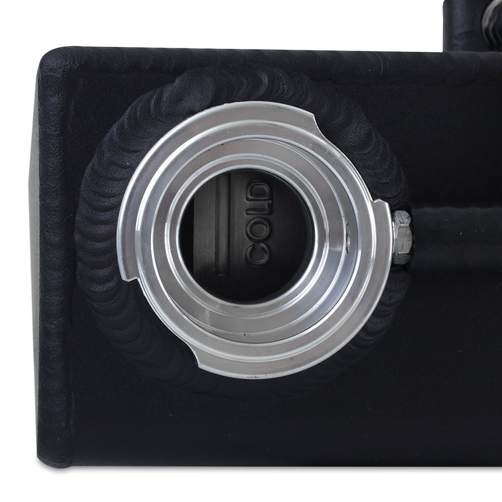 Mishimoto 2015+ Hellcat Aluminum Expansion Tank - Black - MMRT-SRT-15BK for 2015-2023 Dodge Challenger - installed view