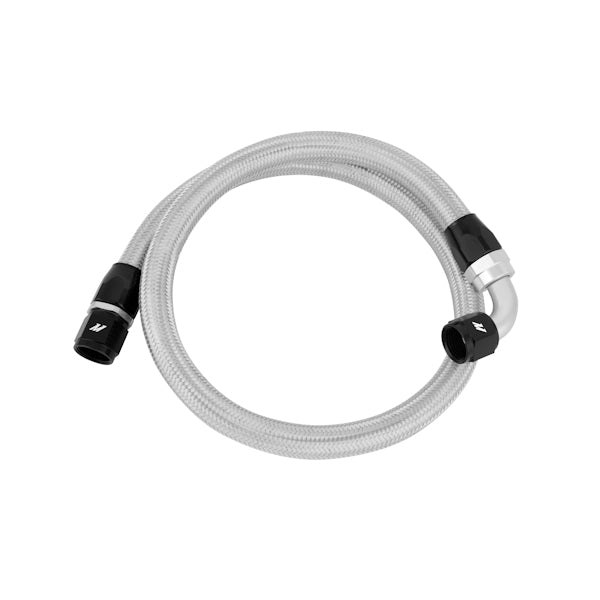 Mishimoto 3 Ft Stainless Steel Braided Hose w/ -10AN Fittings - MMSBH-10-3 by Mishimoto - angle view