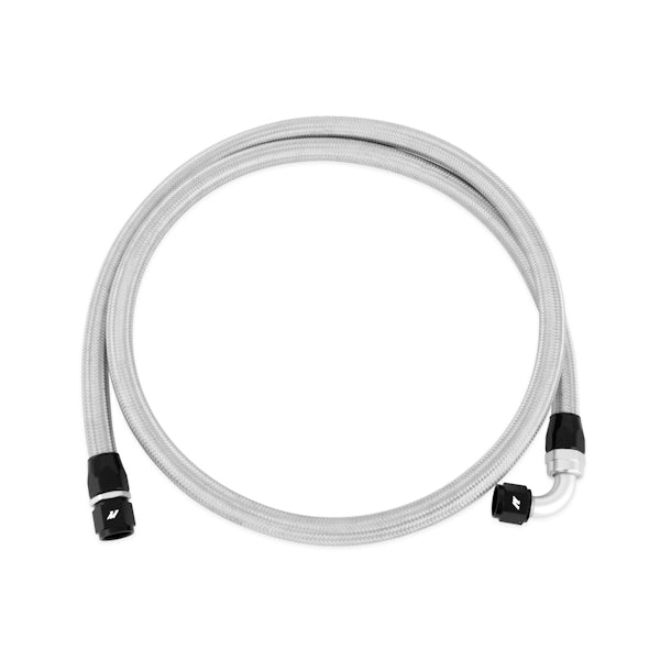 Mishimoto 6Ft Stainless Steel Braided Hose w/ -10AN Fittings - MMSBH-10-6 by Mishimoto - angle view