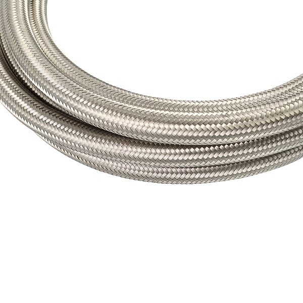 Mishimoto 10Ft Stainless Steel Braided Hose w/ -10AN Fittings - Stainless - MMSBH-10120-CS by Mishimoto - angle view