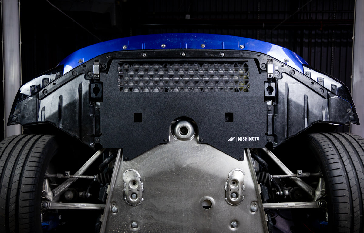 Mishimoto 2021+ BMW G80 M3 Skid Plate Engine - Wrinkle Black - MMSD-G80-21WBK for 2021-2025 BMW M3 - detail view