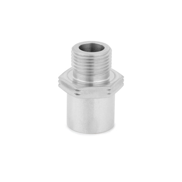 Mishimoto Stainless Steel Sandwich Plate Adapter, 3/4in -16UNF - MMSPA-3416 by Mishimoto - angle view