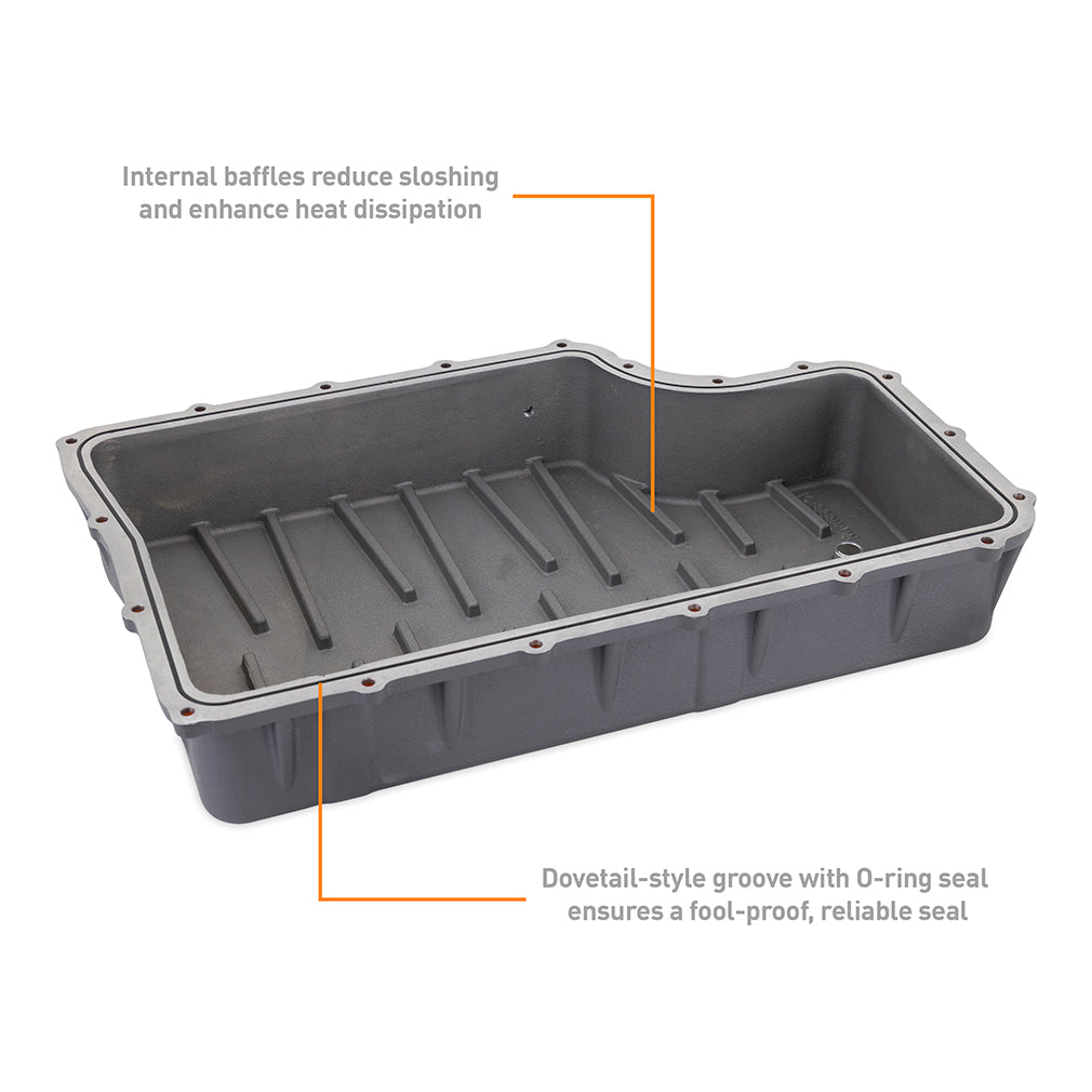 Mishimoto 2011+ Powerstroke 6R140 Transmission Pan - Cast - GR - MMTP-F2D-11 for 2011-2022 Ford F 250 - close-up
