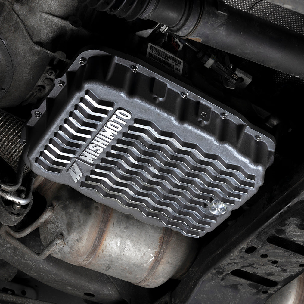 Mishimoto 2007.5 + Ram 6.7L Cummins 68RFE Transmission Pan - Cast - GR - MMTP-RAM-07 for 2001-2010 Dodge Dakota - front view