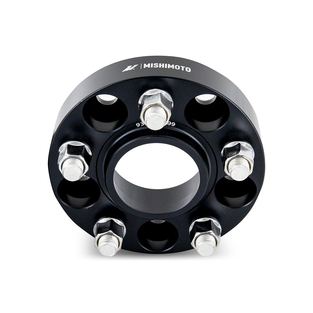 Mishimoto Wheel Spacers - 5X114.3 / 70.5 / 30 / M14 - Black - MMWS-001-300BK for 2015-2026 Ford Mustang - angle view