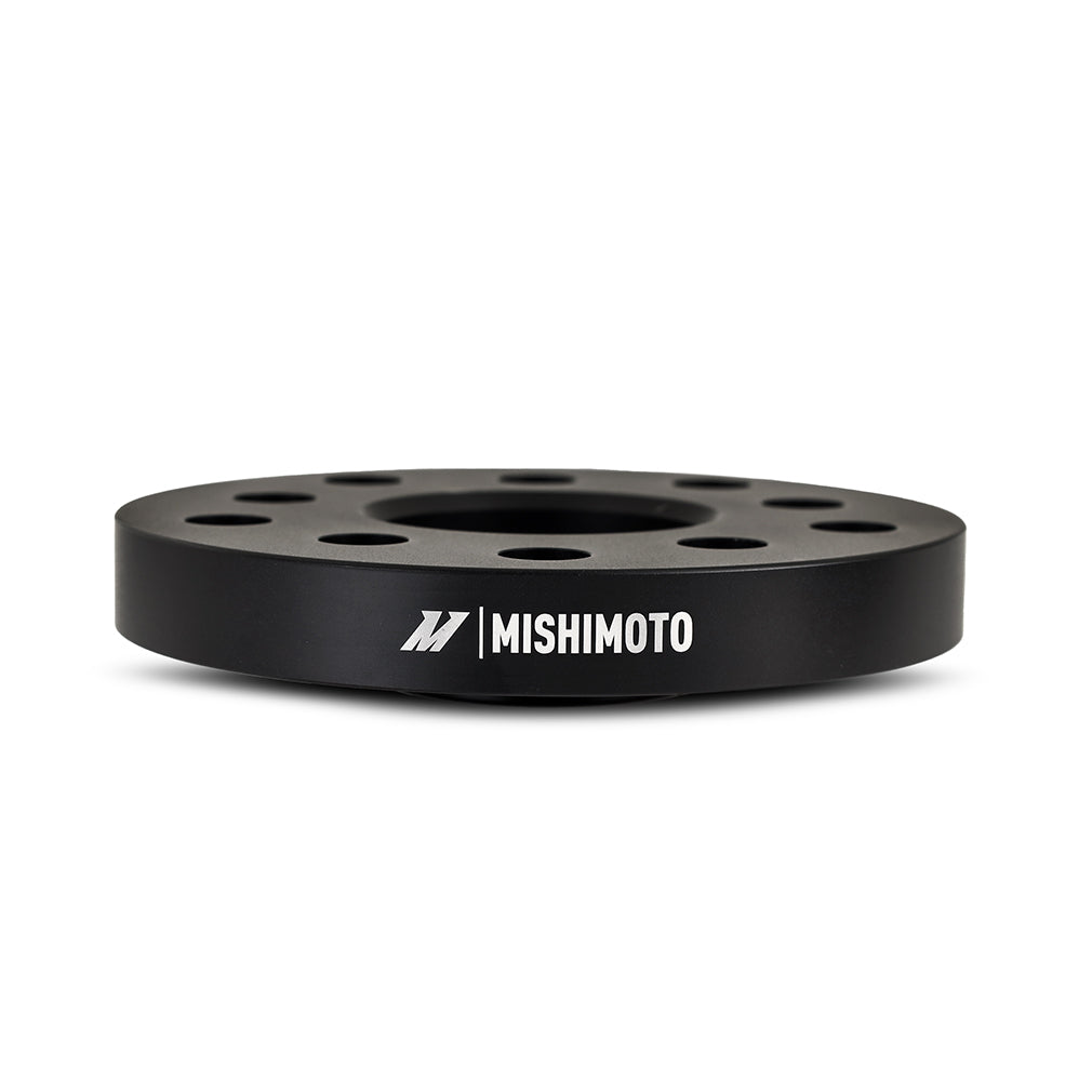 Mishimoto Wheel Spacers - 5x112 - 57.1 - 20 - M14 - Black - MMWS-009-200BK for 1998-2022 Volkswagen Passat - angle view