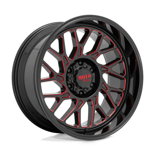 Moto Metal Mo805 22X10 6X135 -18MM Gloss Black Milled W/ Red Tint