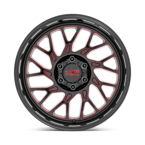 Moto Metal Mo805 20X10 8X170 -18MM Gloss Black Milled W/ Red Tint
