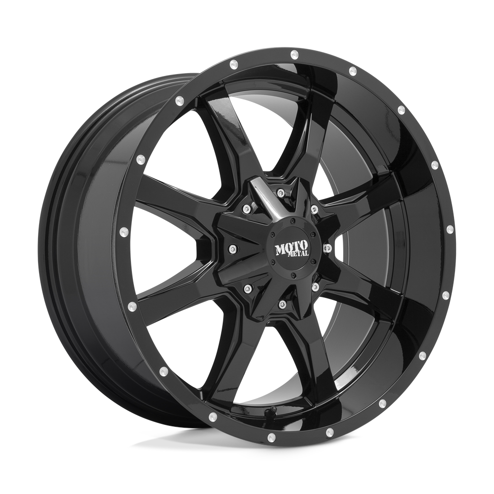 Moto Metal Mo970 20X10 5X127/5X139.7/5X139 -24MM Gloss Black W/ Spot Milled Lip