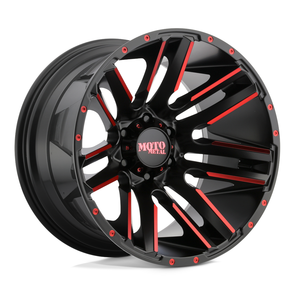 Moto Metal Mo978 Razor 20X10 5X139.7 -24MM Satin Black Mach W/ Red Tint