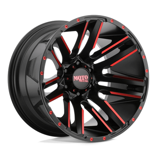 Moto Metal Mo978 Razor 20X10 5X139.7 -24MM Satin Black Mach W/ Red Tint