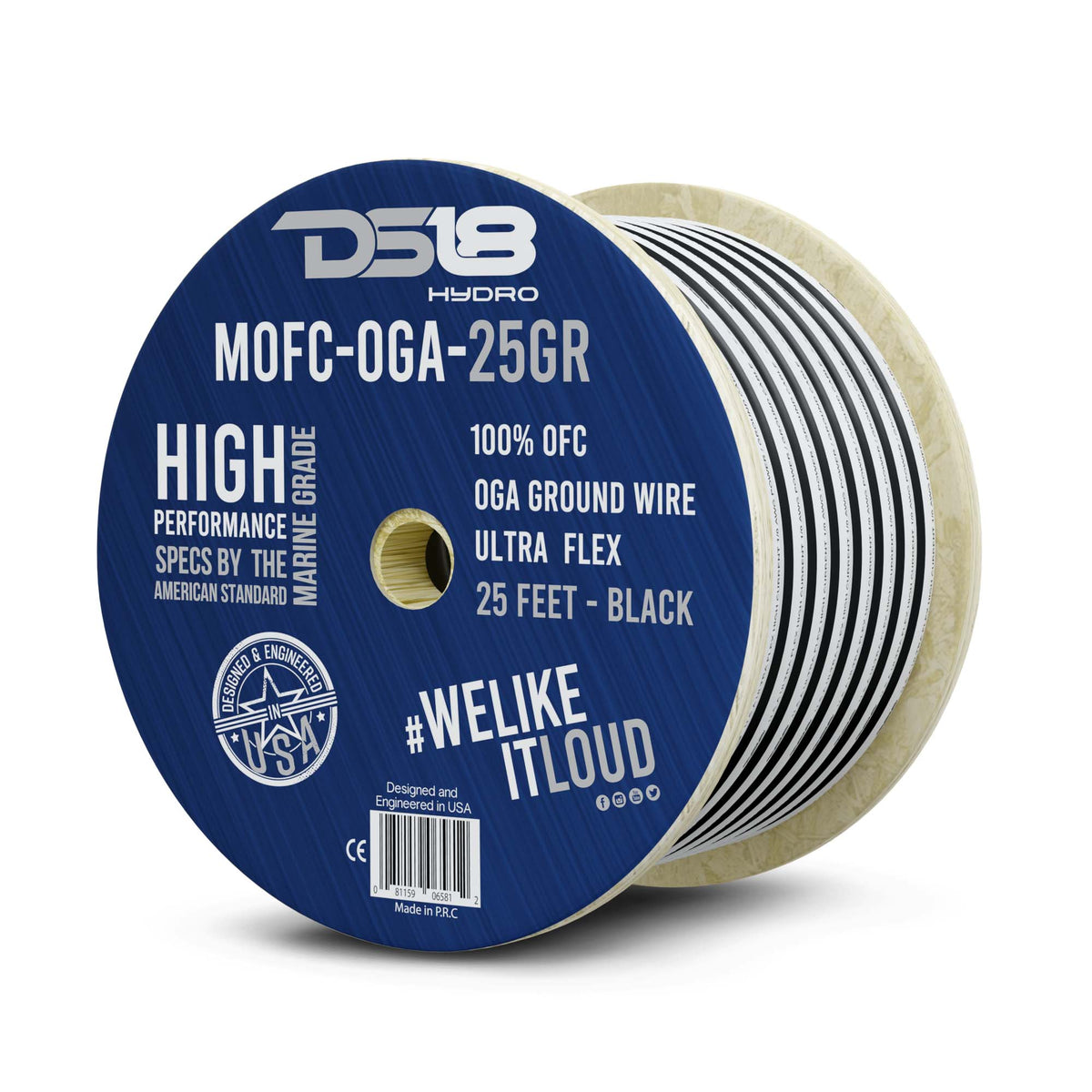 DS18 0-Gauge Ground Wire 25ft - MOFC0GA25G - rear view