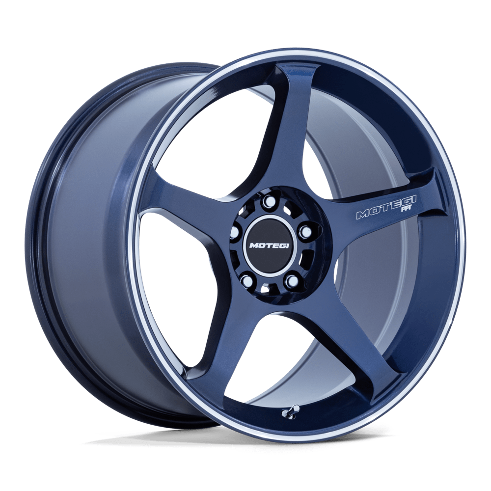 Motegi Mr159 Battle V 18X9.5 5X114.3 +38MM Obsidian Blue Mach Lip Stripe
