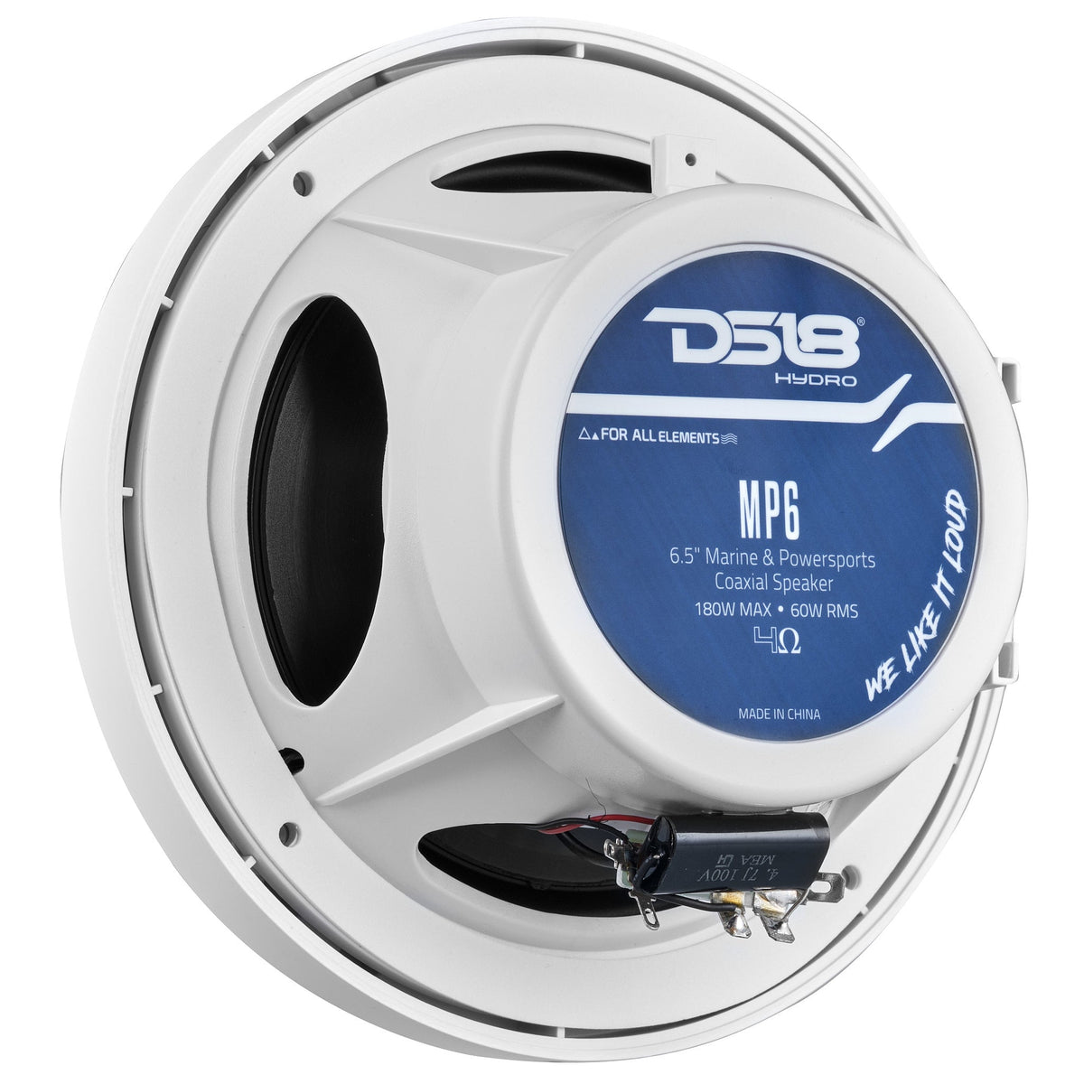 DS18 6.5in 2-Way 60 Watts RMS 4ohm White - MP6/WH - rear view