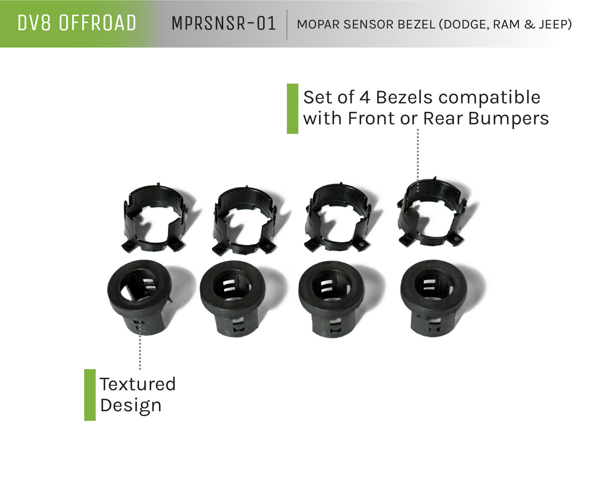 DV8 Offroad - Replacement Front Bezel And Rear Clip For Mopar Sensors (Sensors Not Included) - MPRSNSR-01