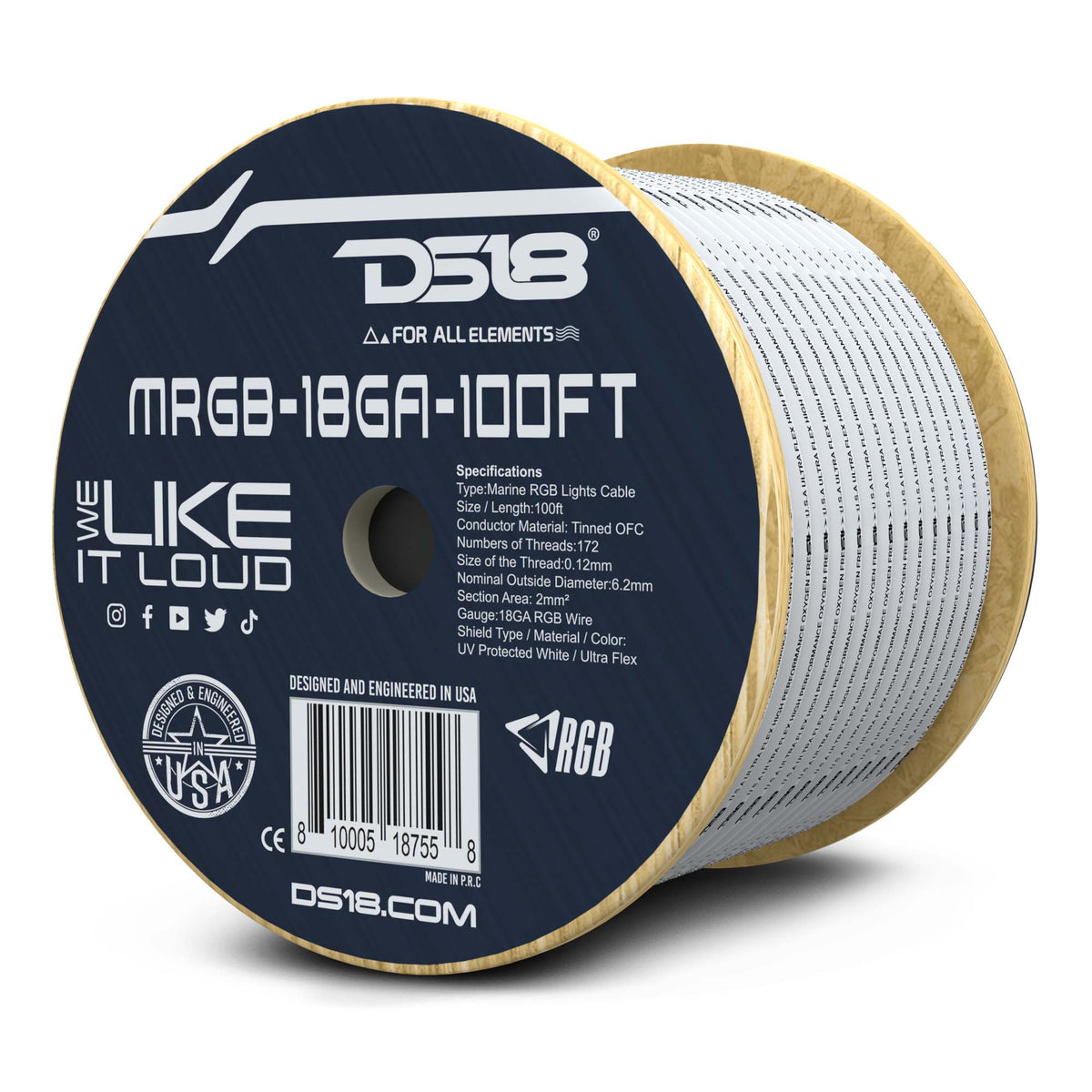 DS18 18-Gauge LED RGB Wire 100ft - MRGB-18GA-100FT - close-up view
