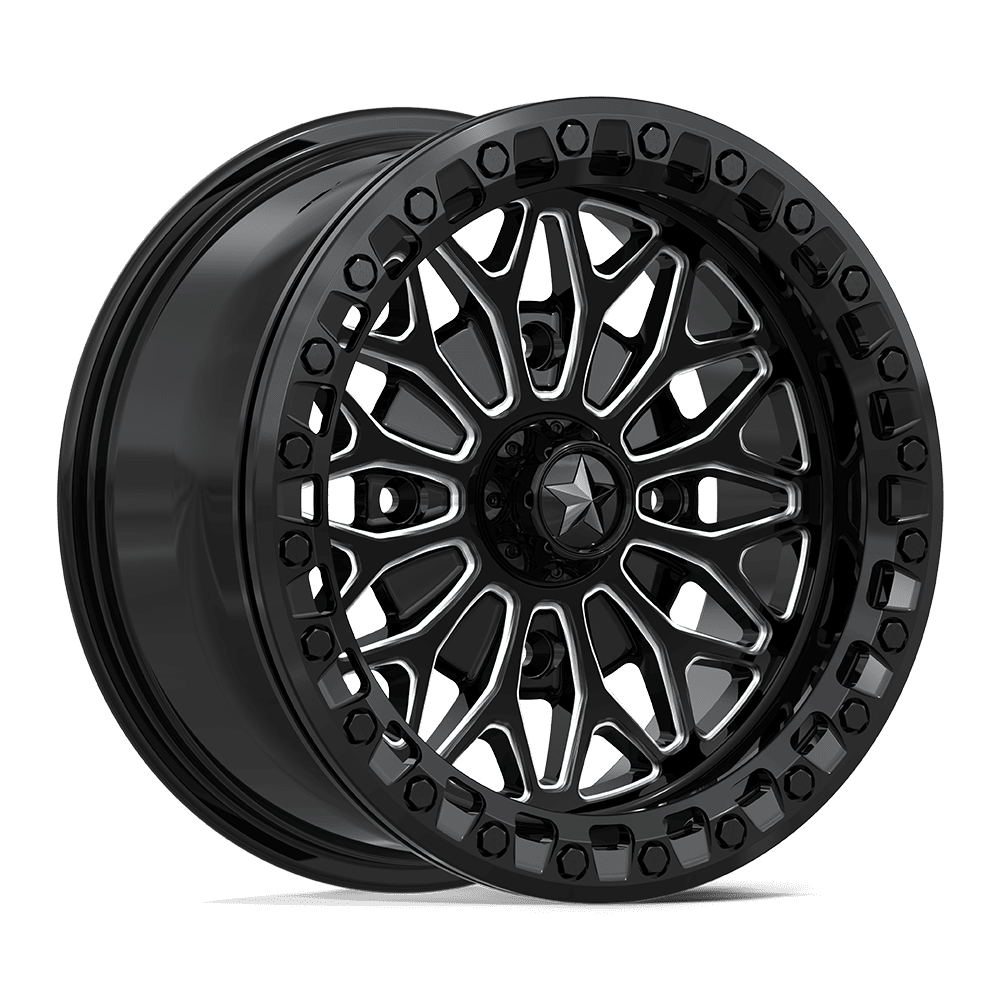 MSA Offroad Wheels Ma53 Bolo Utv Beadlock 15X7 4X110 +10MM Gloss Black Milled