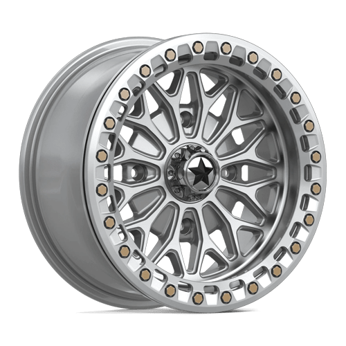 MSA Offroad Wheels Ma53 Bolo Utv Beadlock 15X7 4X110 +10MM Gloss Silver W/ Machined Face