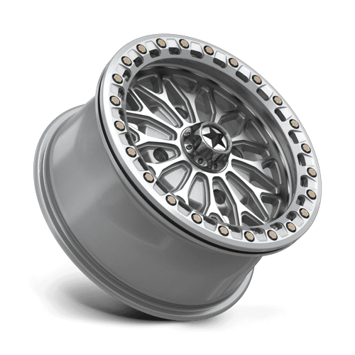 MSA Offroad Wheels Ma53 Bolo Utv Beadlock 15X7 4X156 +38MM Gloss Silver W/ Machined Face