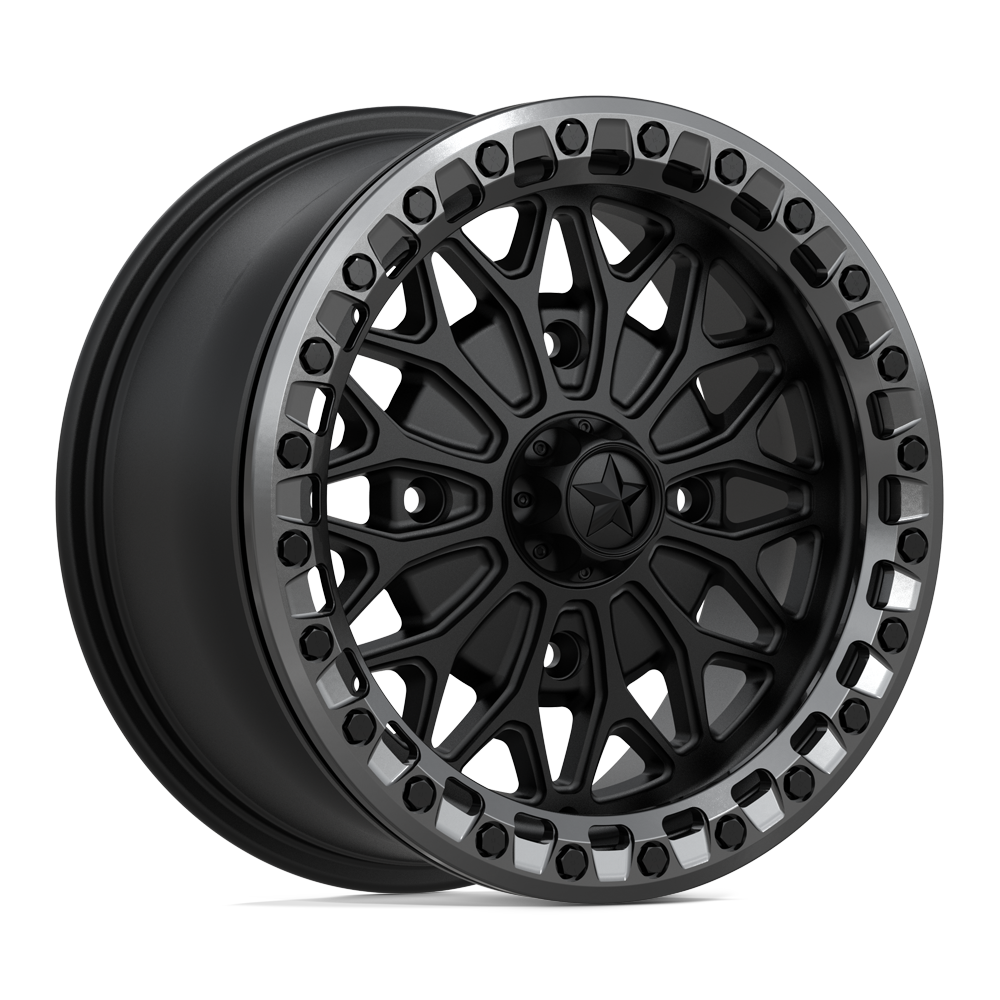MSA Offroad Wheels Ma53 Bolo Utv Beadlock 15X7 4X110 +38MM Matte Black W/ Gl-Gunmetal Rg