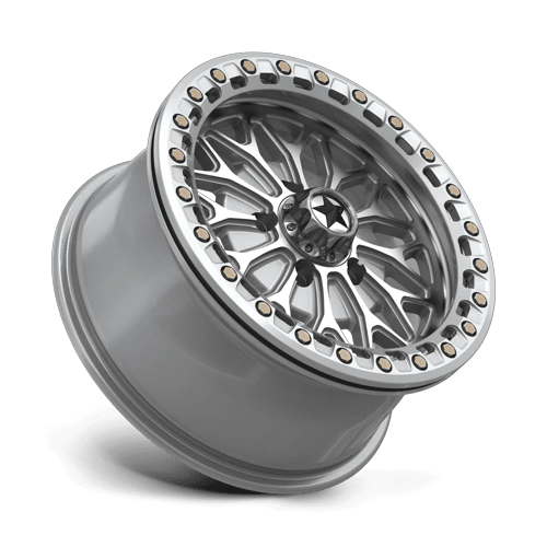 MSA Offroad Wheels Ma53 Bolo Utv Beadlock 15X7 5X114.3 +38MM Gloss Silver W/ Machined Face