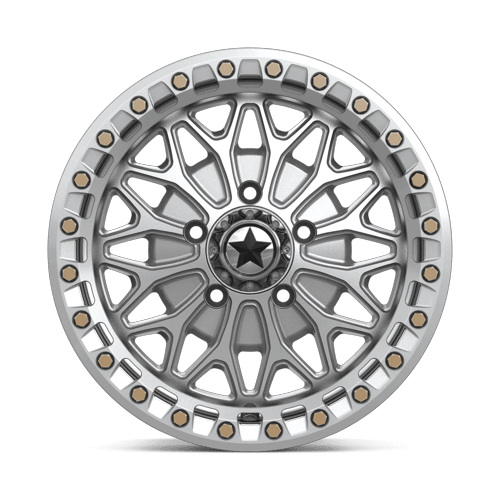 MSA Offroad Wheels Ma53 Bolo Utv Beadlock 15X7 5X114.3 +38MM Gloss Silver W/ Machined Face