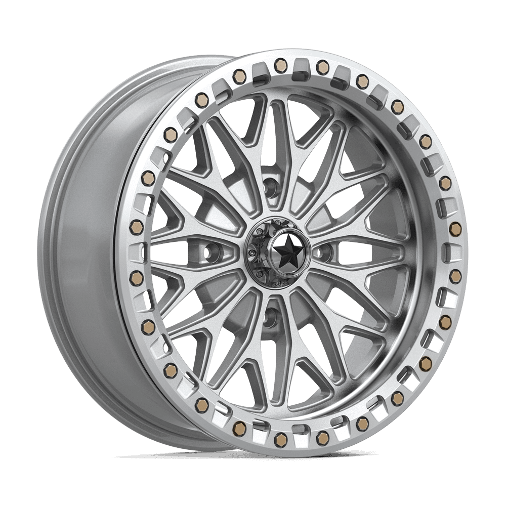 MSA Offroad Wheels Ma53 Bolo Utv Beadlock 18X7 4X156 +10MM Gloss Silver W/ Machined Face