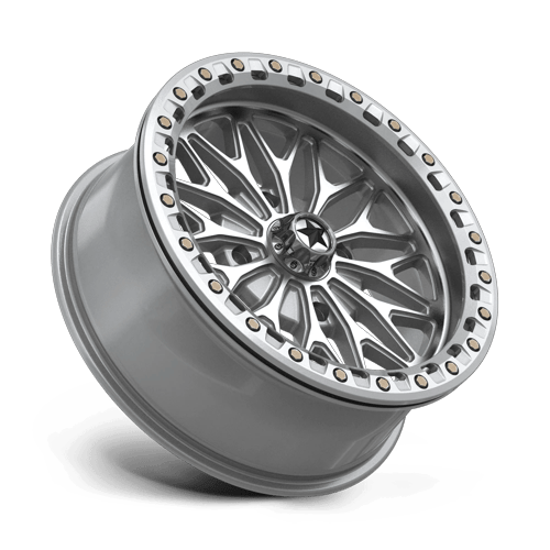 MSA Offroad Wheels Ma53 Bolo Utv Beadlock 18X7 4X156 +10MM Gloss Silver W/ Machined Face