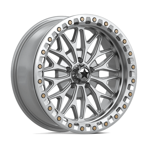 MSA Offroad Wheels Ma53 Bolo Utv Beadlock 18X7 5X114.3 +10MM Gloss Silver W/ Machined Face