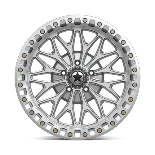 MSA Offroad Wheels Ma53 Bolo Utv Beadlock 18X7 5X114.3 +10MM Gloss Silver W/ Machined Face