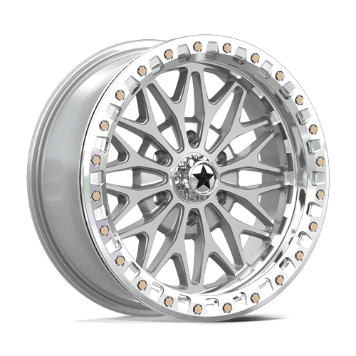 MSA Offroad Wheels Ma53 Bolo Utv Beadlock 18X7 6X139.7 +10MM Gloss Silver W/ Machined Face
