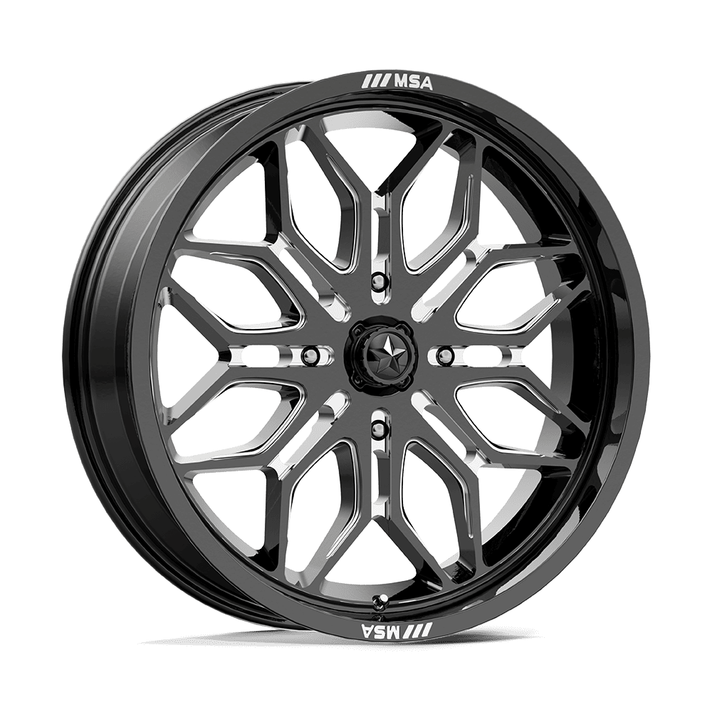 MSA Offroad Wheels M47 Sniper Utv 20X7 4X156 +10MM Gloss Black Milled