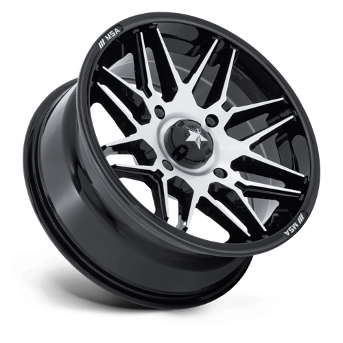 MSA Offroad Wheels M52 Radar Utv 14X7 4X110 -47MM Gloss Black W/ Machined Face
