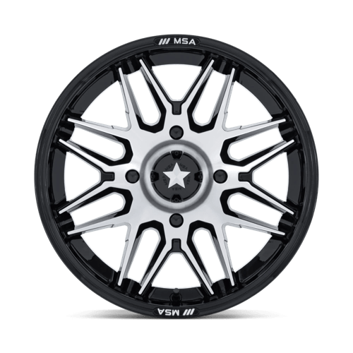 MSA Offroad Wheels M52 Radar Utv 14X7 4X110 -47MM Gloss Black W/ Machined Face