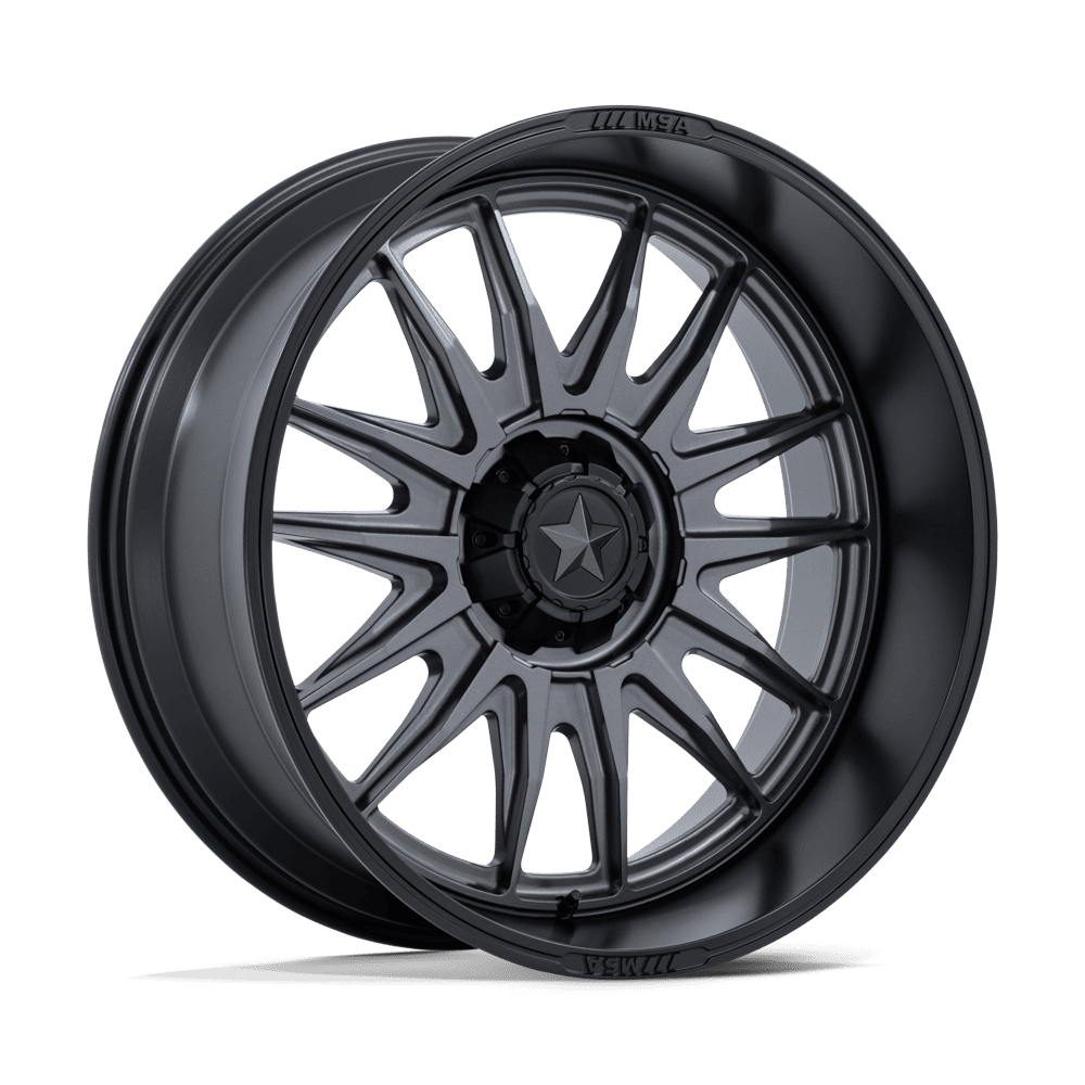 MSA Offroad Wheels M55 Commander Utv 24X10 4X137/4X156/4X156 -25MM Matte Gunmetal W/ M-Blk Lip